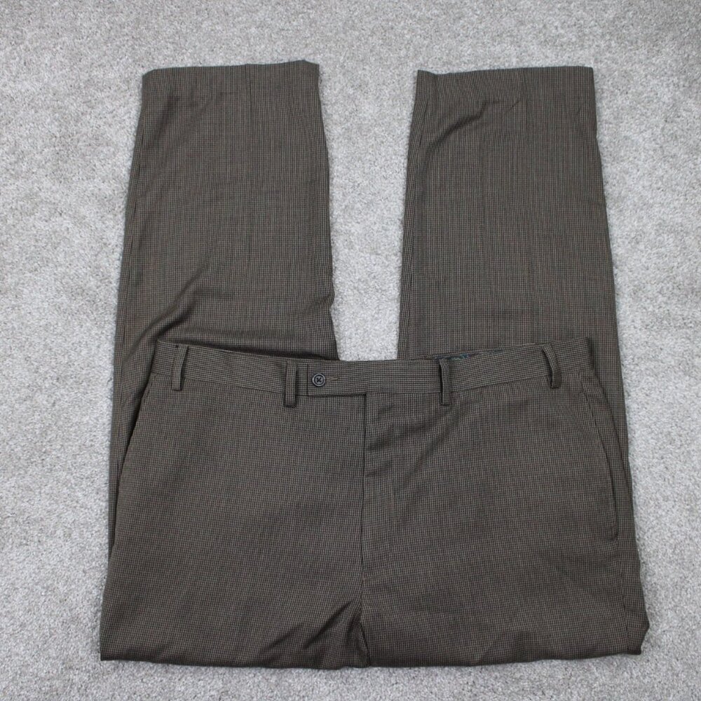 LAUREN Ralph Lauren Dress Pants Mens 38x30 Brown Flat Front Poly/Rayon Blend‎